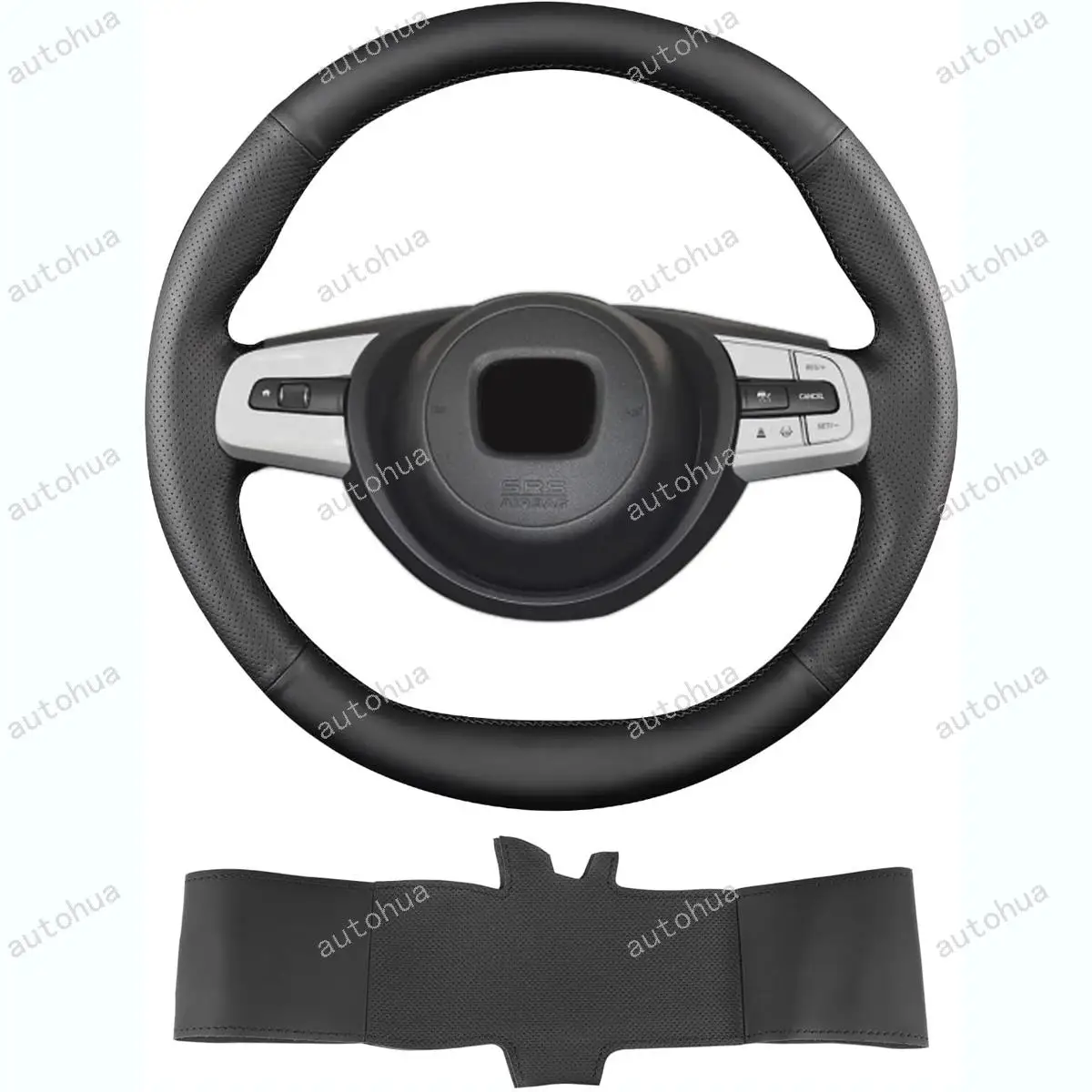 

Hand-Stitched Steering Wheel Cover for Honda Jazz 2020/Fit 2020/e Concept 2019 Non-Slip Breathable Microfiber Leather