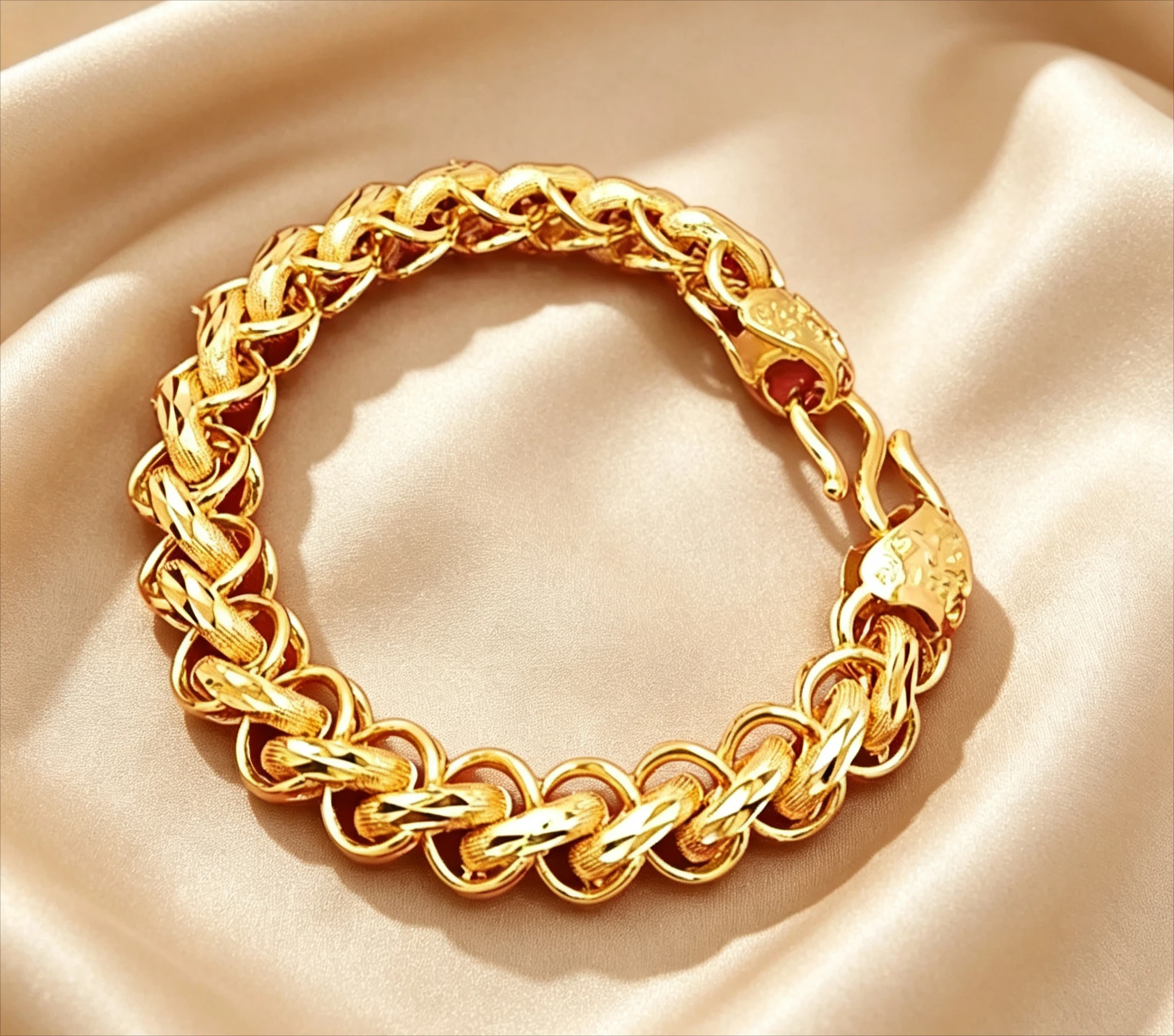 9999 real gold bracelet 9999 domineering wide version bracelet Thai chain social style bracelet birthday gift