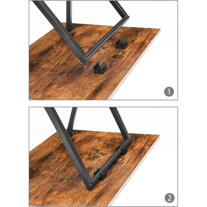 Mesas de TV, conjunto de 2 mesas laterais para espaços pequenos, mesas de lanche industriais para comer no sofá, estrutura de metal estável, fácil montagem.