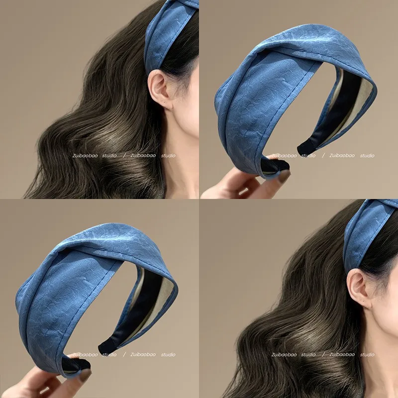 

Mong Kok Tea Restaurant! Retro Hong Kong style headband women's new leather cross high skull head headband headband disc hair