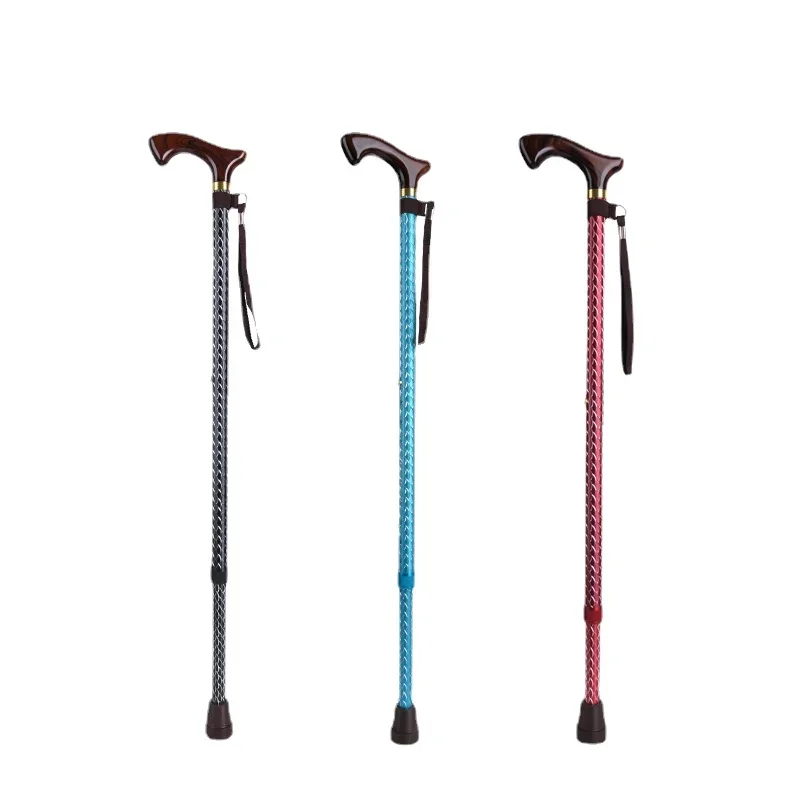 Imported Non-Slip Cane Retractable Walking Stick for the Elderly Solid Wood Handle