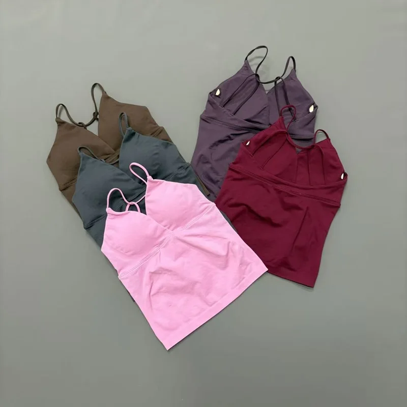 Vision Twist Front Longline Top Women Halter V-Neck High Stretch Yoga Top Gym Pilates Workout Running Fitness Sports Vest