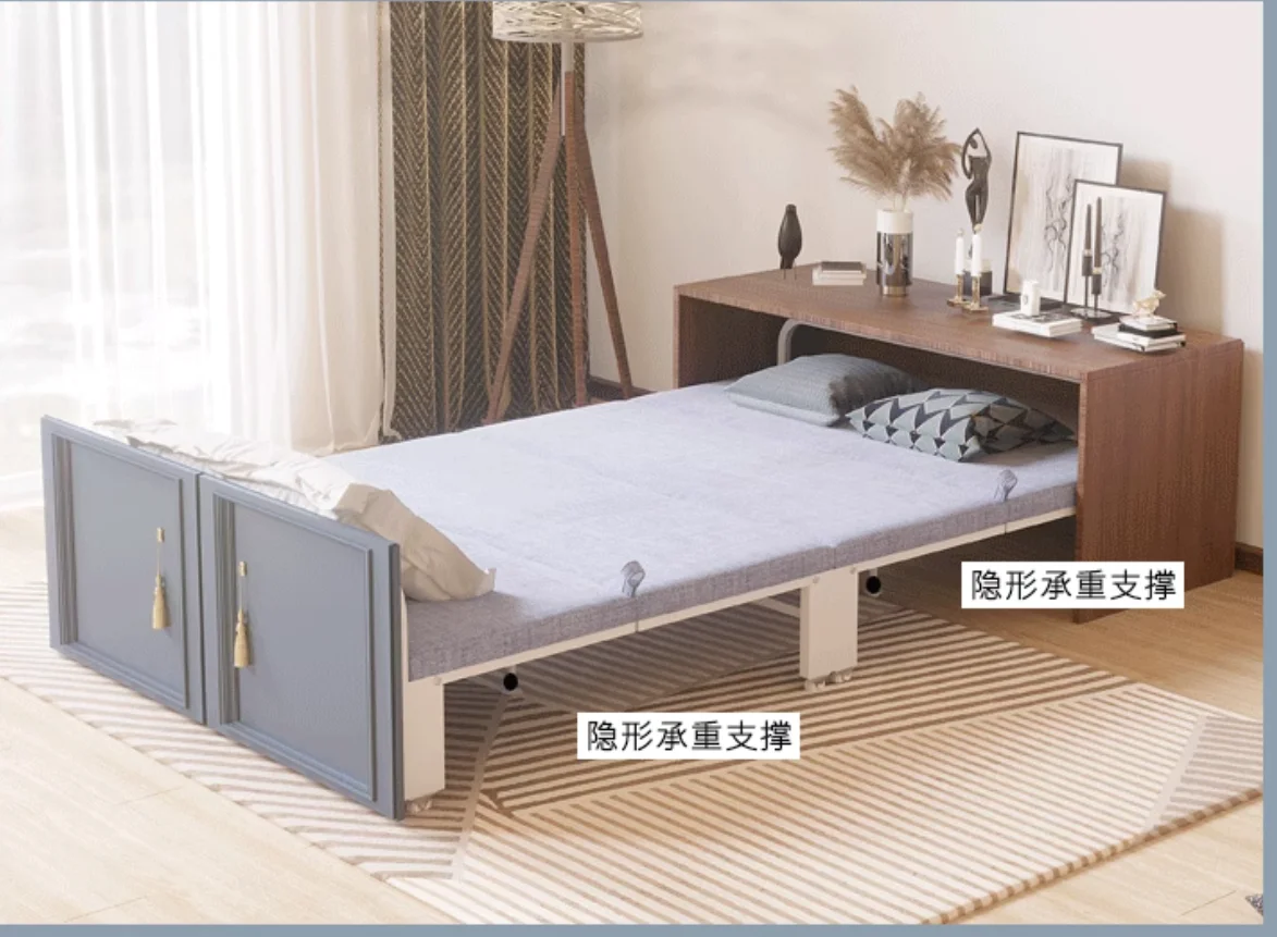 Rotary desk bookcase folding bed cabinet one multifunctional invisible home adult single double bed