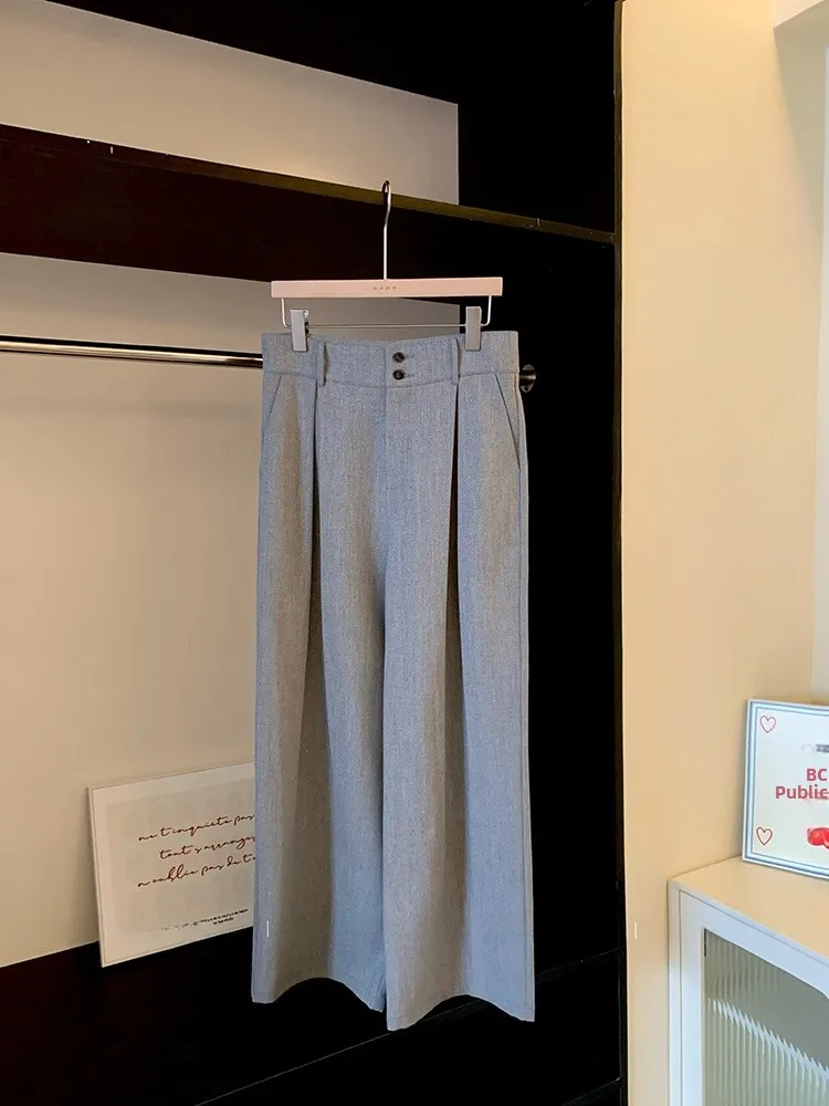 

Прямые брюки больших размеров с высокой талией, корейские универсальные модные брюки для женщин больших размеров, длинные брюки прямого кроя