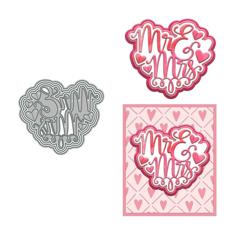 

Heart Mr Mis Love Cutting Dies Valentine's Day DIY Scrapbooking Supplies Metal Dies Knife Mold For Cards Albums Decor