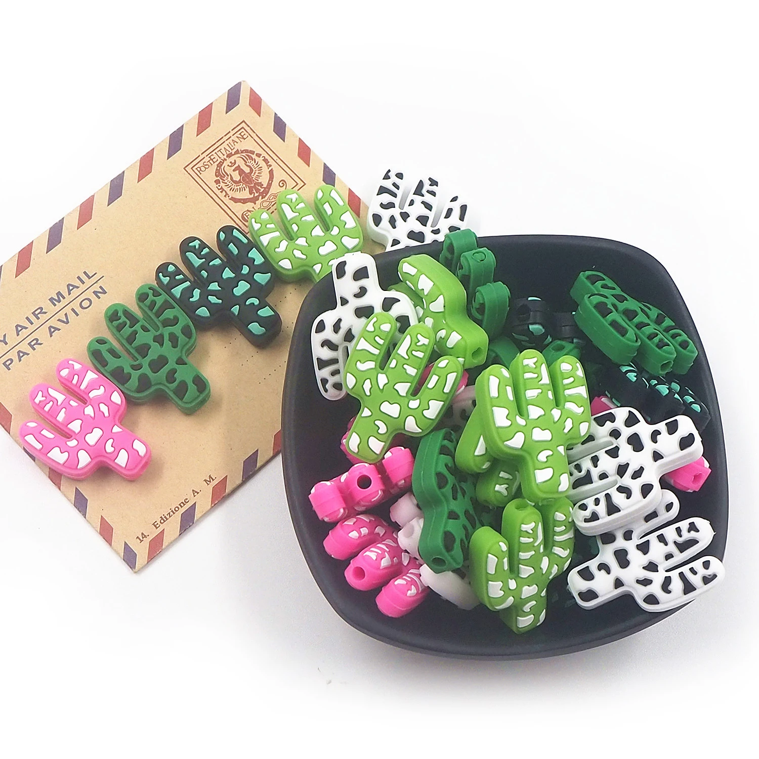 

Chenkai 50PCS Cactus Silicone Focal Beads For Beadable Pen Silicone Charms for Pen Keychain Making Beadable Silicone Characters