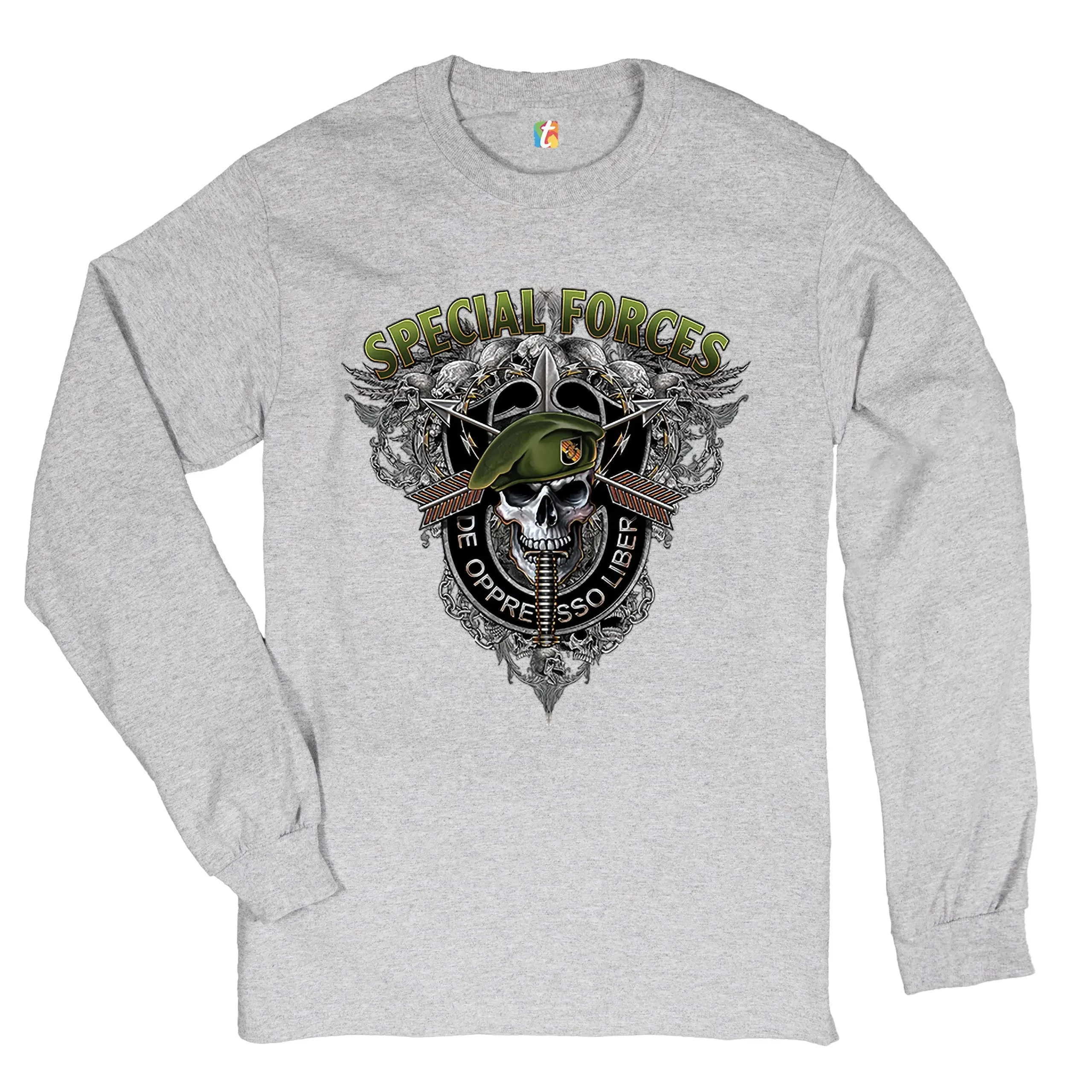 De Oppresso Liber Banner US Military Special Forces Green Berets T-Shirt. Premium Cotton Short Sleeve O-Neck Mens T Shirt New