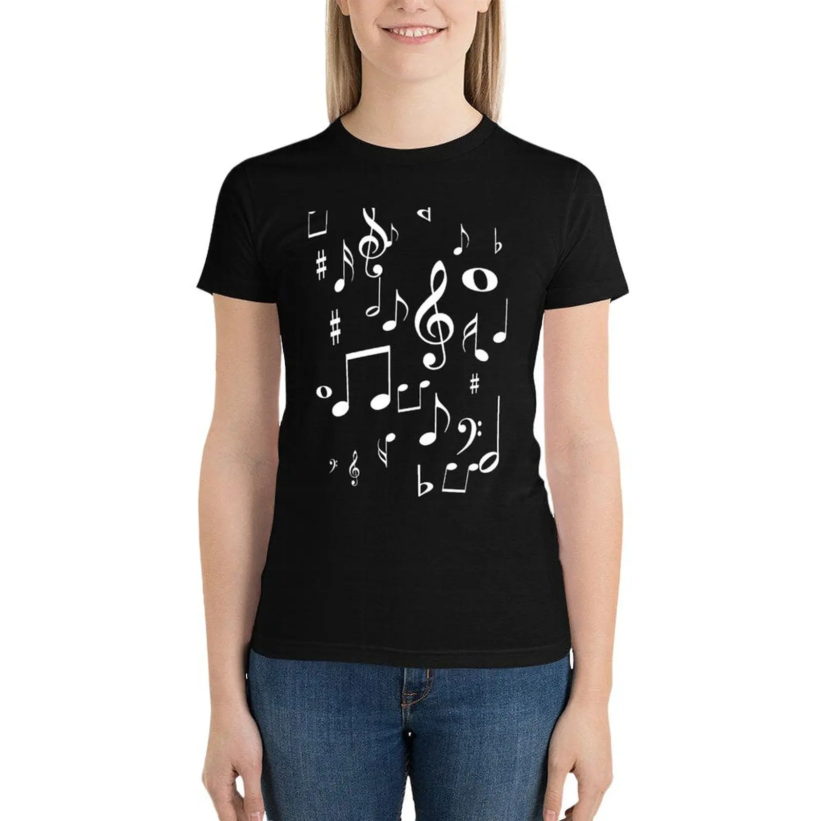 Music notes T-Shirt anime clothes Female clothing Blouse t shirts for Womens