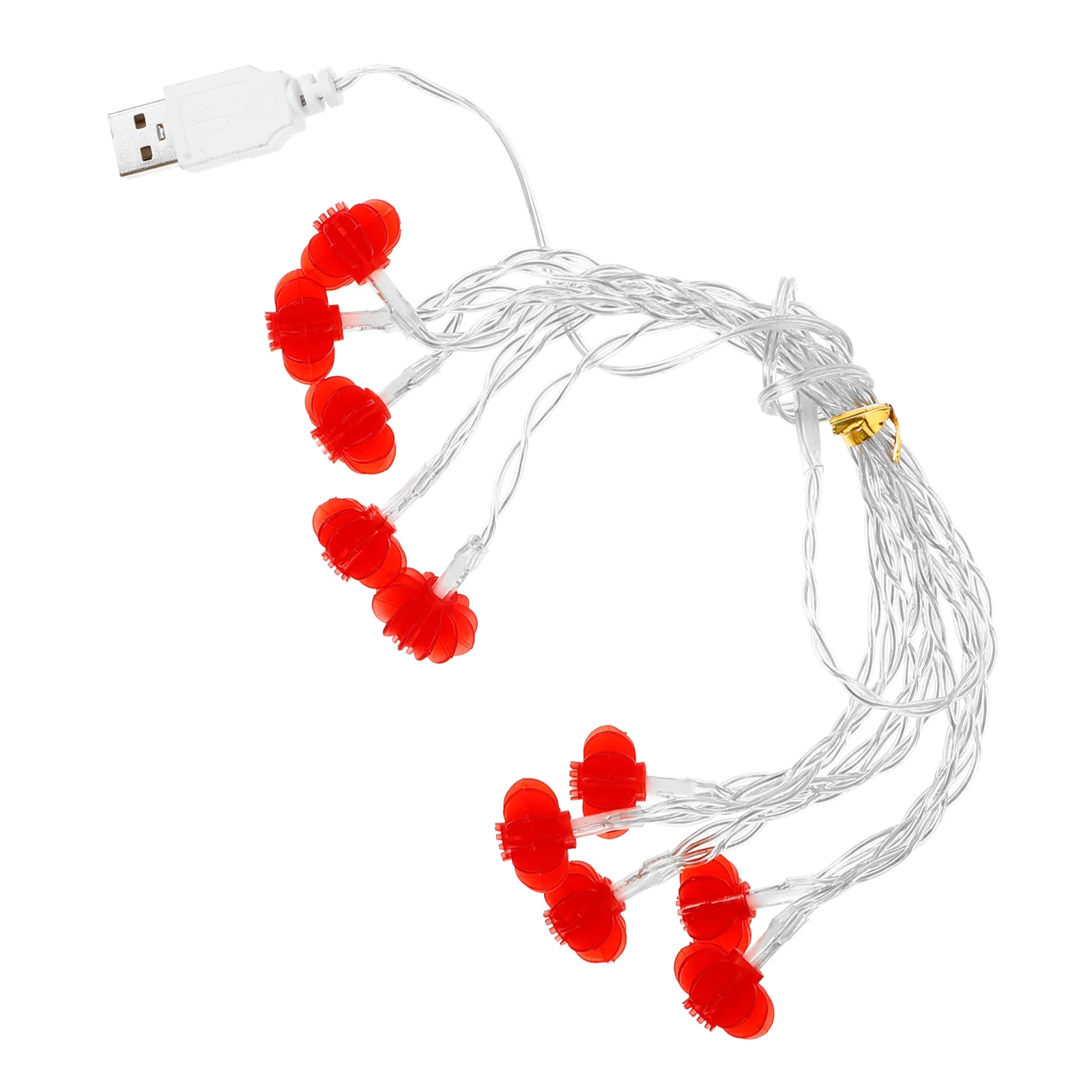 1 unidad de 2M 10Led linterna roja decoración luz Led cadena para boda fiesta Navidad Festival jardín hogar enchufe Usb blanco cálido