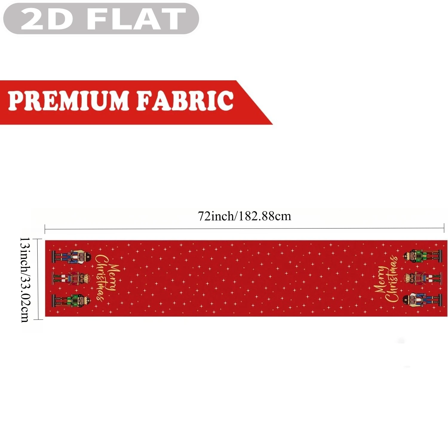1pc Red Merry Christmas Table Runner, 13x72inch Table Runner Nutcracker Stars Red Burlap Runner Winter XmasTable Decoration
