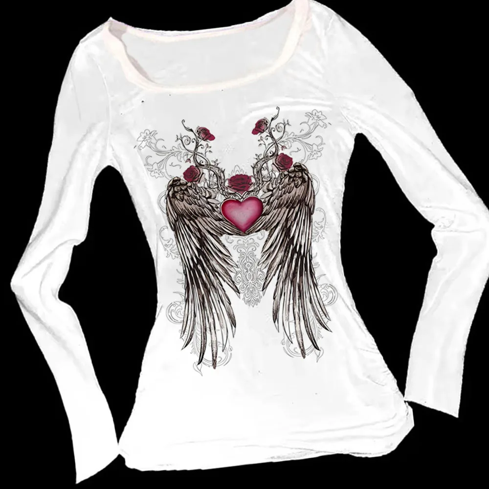 ملابس علوية بأكمام طويلة 2000s ملابس نسائية 90s ملابس نسائية عتيقة ملابس نسائية طويلة ملابس جمالية لطيفة بطباعة الرسوم المتحركة