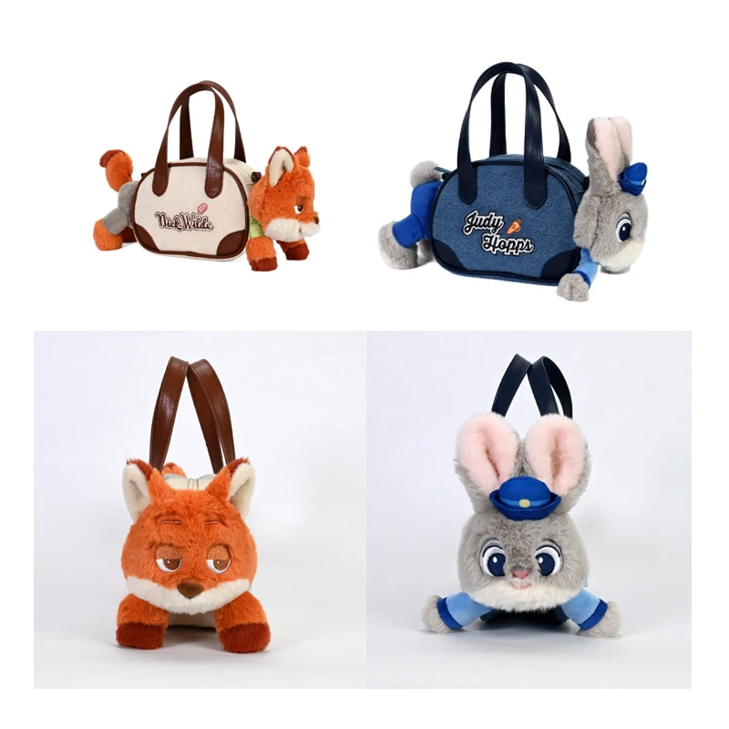 Auf Lager Echte Zootopia Judy Plüsch Puppe Umhängetasche Nick Spielzeug Einzelne Schulter Pendler Tasche Pelzigen Tier Stofftier Rucksack