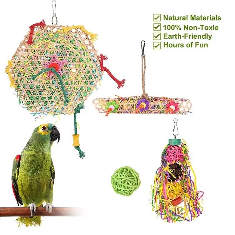 Parrot paper toy, rattan ball, bird biting supplies, swing suspension bridge, colorful small parrot bird toy Parrot Shredding