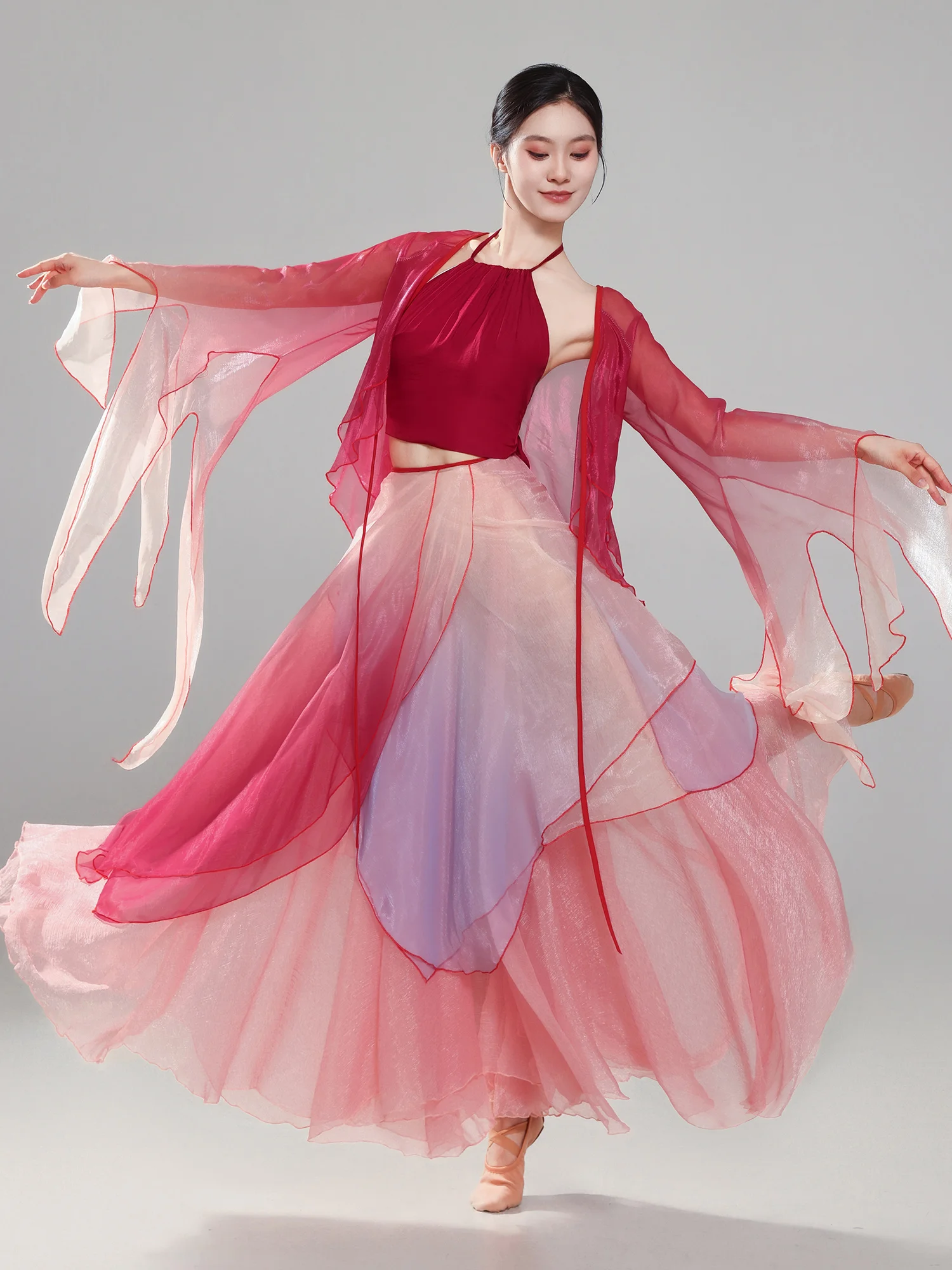 

Классический танцевальный костюм: Новое элегантное платье из фатина для выступлений, танцевальный костюм для базовых тренировок и сценических выступлений