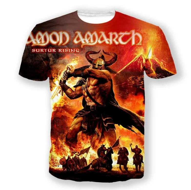 Rock Band Amon Amarth 3D Print T-shirts Men Women Hip Hop Short Sleeve O-Neck t shirt Tops Harajuku Oversized Y2k Men's Clothing