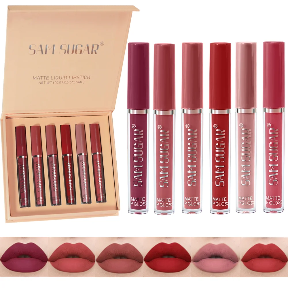 Juego de brillo de labios con taza antiadherente mate, resistente al agua, resistente al sudor, aplicación suave, efecto maquillaje natural