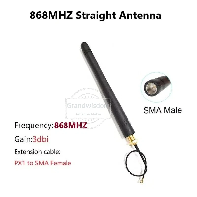 10 Sets 868MHz Antenne 3dBi Verstärkung SMA-Stecker und SMA-Buchse zu PX1-Kabel 915MHz Meshtastic 868MHz LoRa LoRaWAN Gateway Feldalarm – Detail 2