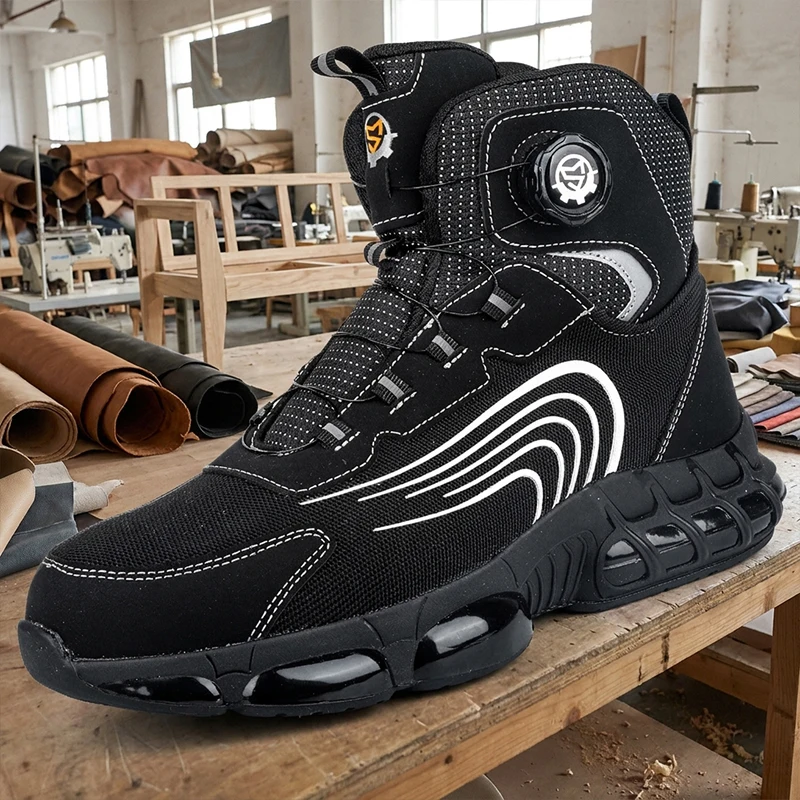 Unisex High Rise Steel Cap Anti-Puncture Safety Shoes for Factory, Outdoor & Industrial Use Photovoltaic agricultural