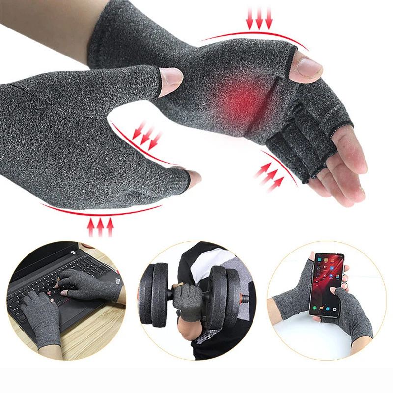 Relieve Hand Discomfort with 1pair Fingerless Compression Gloves