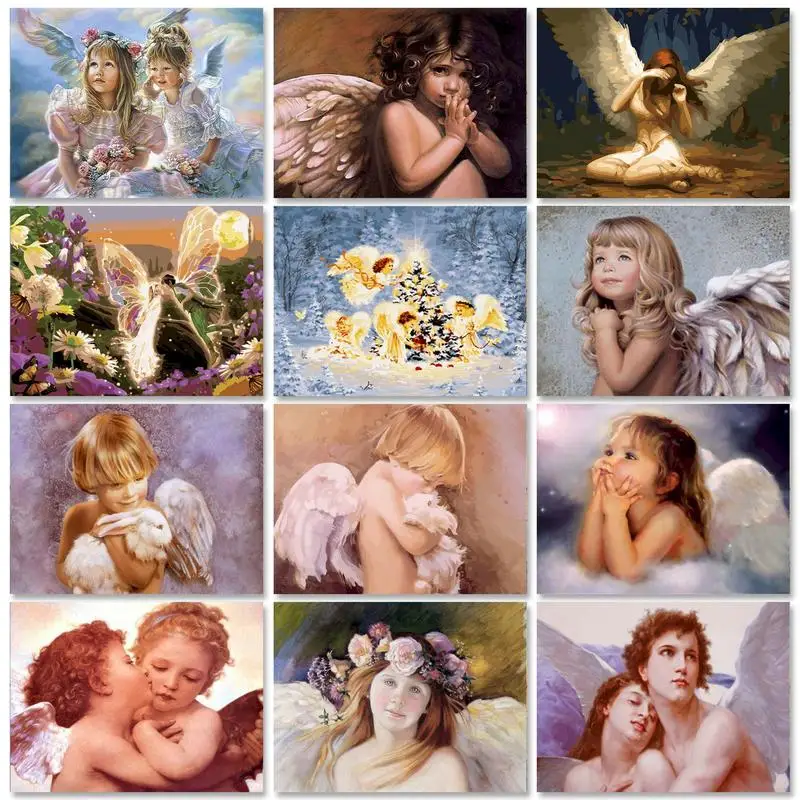 RUOPOTY Angels Girls Frame Painting By Numbers Kits Diy Ideas Acrylic Paint By Numbers 40x50cm Handpainted For Home Wall Decors