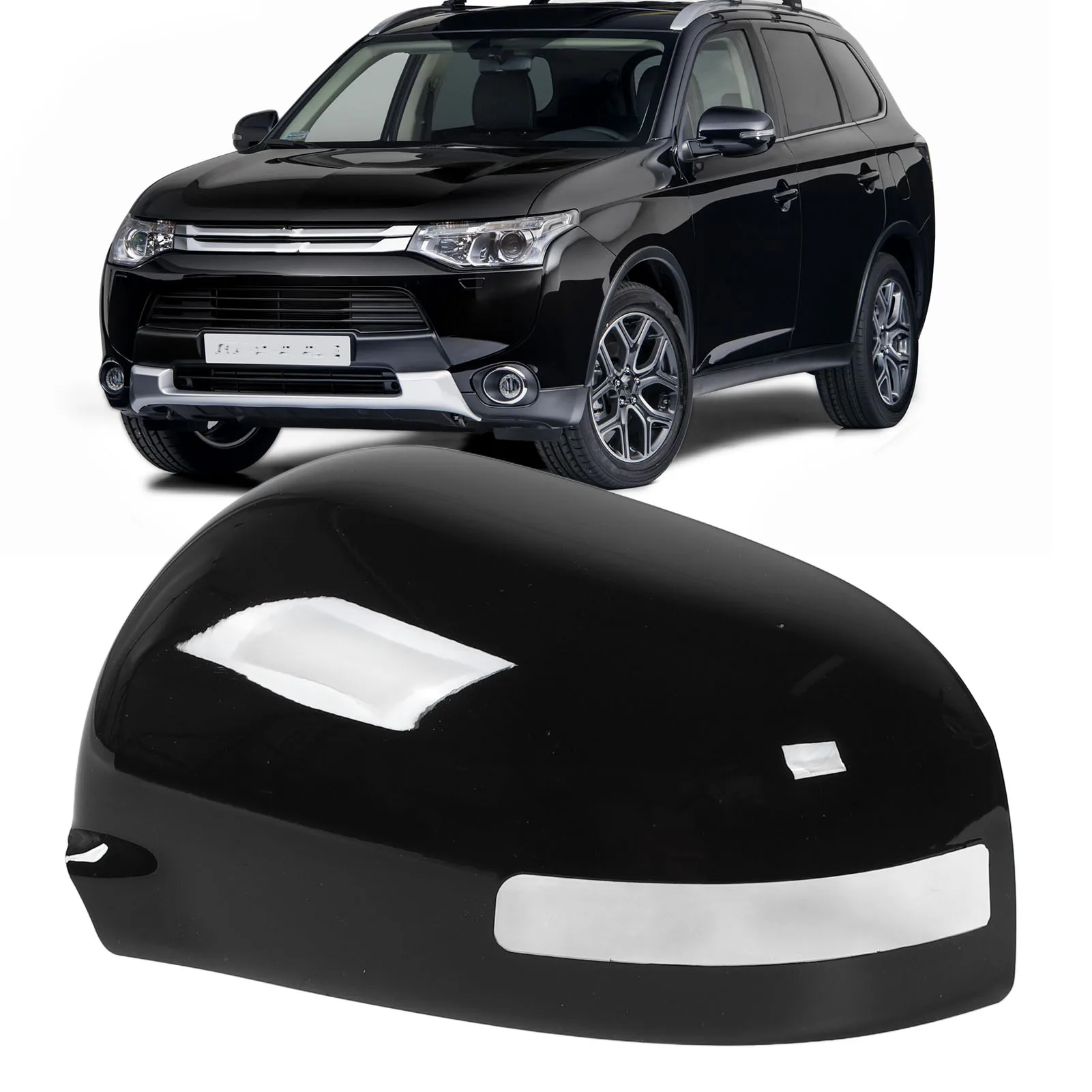Nakładka na lusterko wsteczne o wysokiej wytrzymałości, błyszcząca czarna osłona lusterka wstecznego do Mitsubishi Outlander 2013-2019