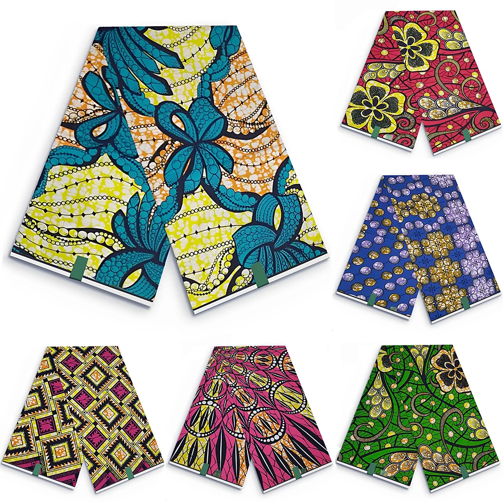 2023 Lastest Genuine Super African Fabric Wax Ankara Fabric Hollandais 100% Cotton Ankara Block Print Africa Dress 6 yards VL-11