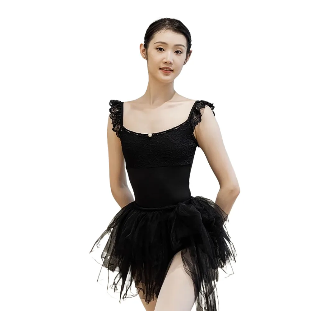 Ballet Costume Leotard for Co branded Black Lace Bodysuit Gymnastics Leotard Performance Aerial Yoga Costume