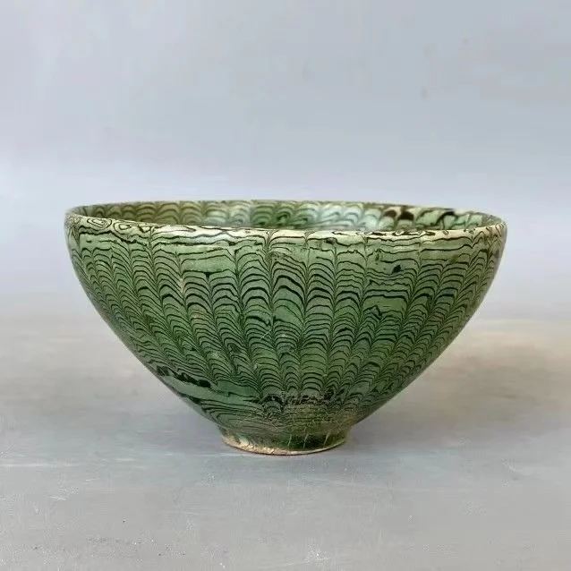 Tang dynasty hand-made green water ripple porcelain bowl tea cup ancient porcelain