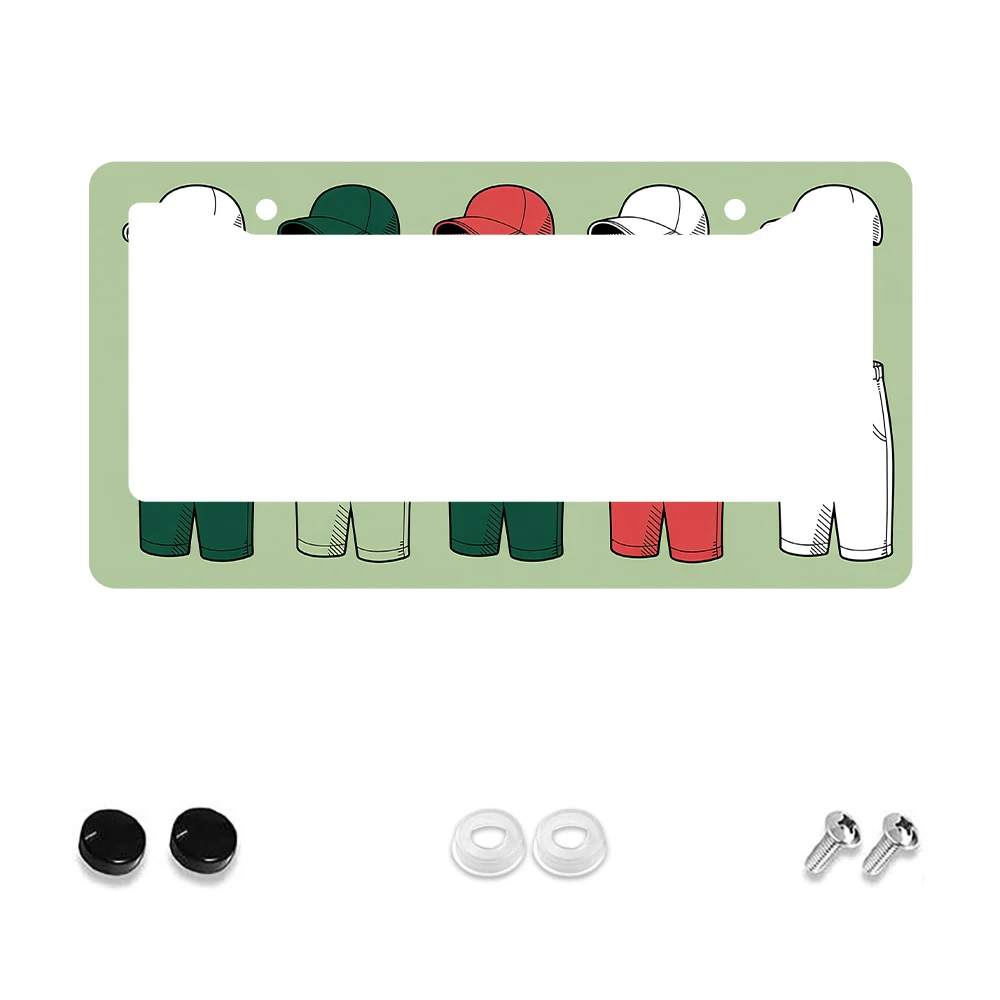 

1 шт., зеленые красочные колпачки с узором, 2 отверстия, рамка номерного знака, алюминиевый материал, 6x12 дюймов с винтом, мультяшное украшение автомобиля