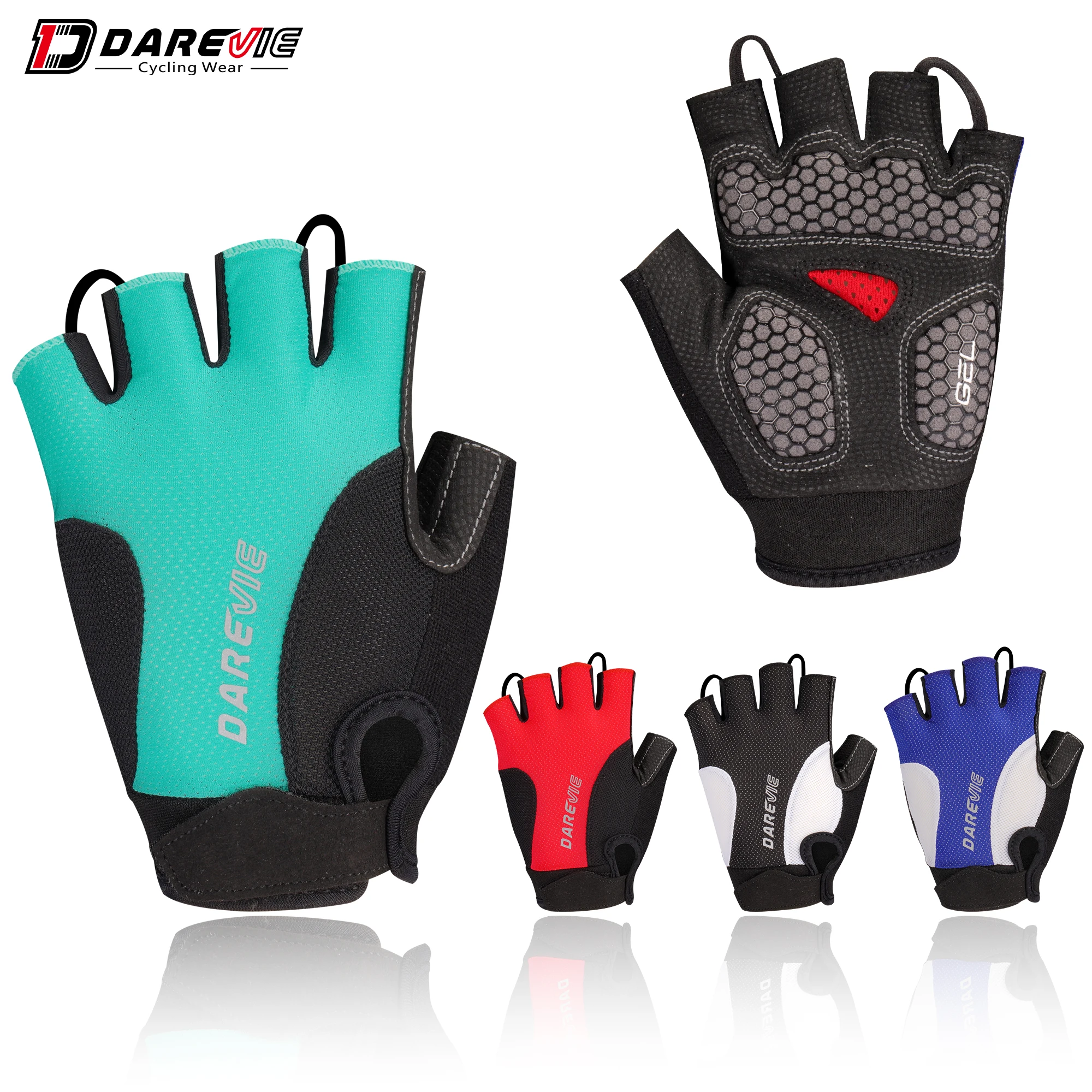 DAREVIE MTB Cycling Gloves Gel Padded Shockproof Breathable Half Finger Cycling Gloves Quick Off Thumb Sweat Wiper Bike Gloves