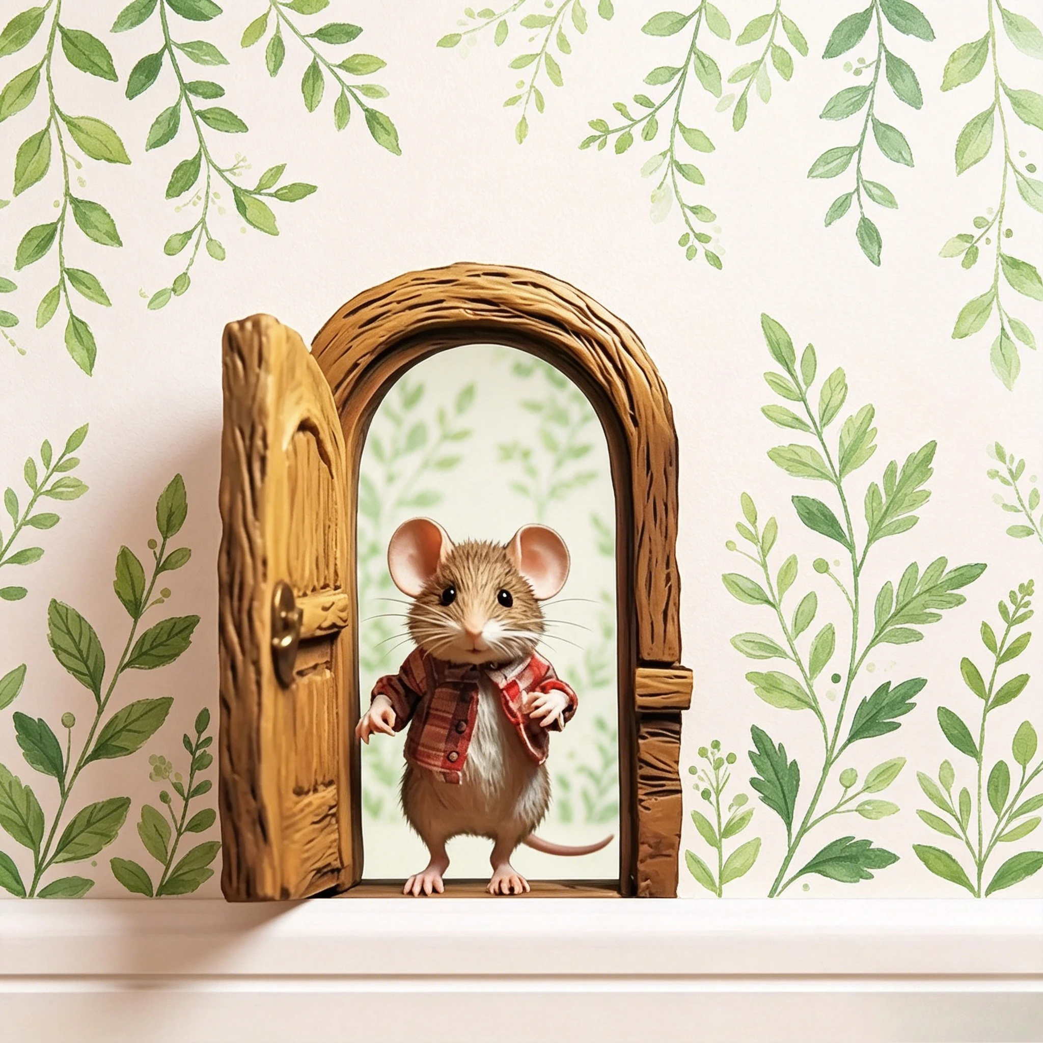 Cute Mouse Open Door Sticker,Funny Wall Prank Peel and Stick Sticker Decal,Premium Quality Vinyl Bumper Stickers for Home Decor.