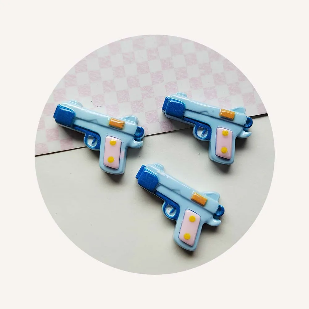 Cute Multicolor Resin Flatback Pistol Charms For Necklace Keychain Pendant DIY Making Accessories