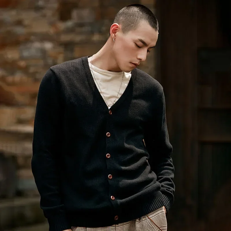 

MRMT 2026 Новинка: Мужской модный молодежный свитер с V-образным вырезом, вязаный пуловер для мужчин, повседневный топ, кардиган, футболка-свитер