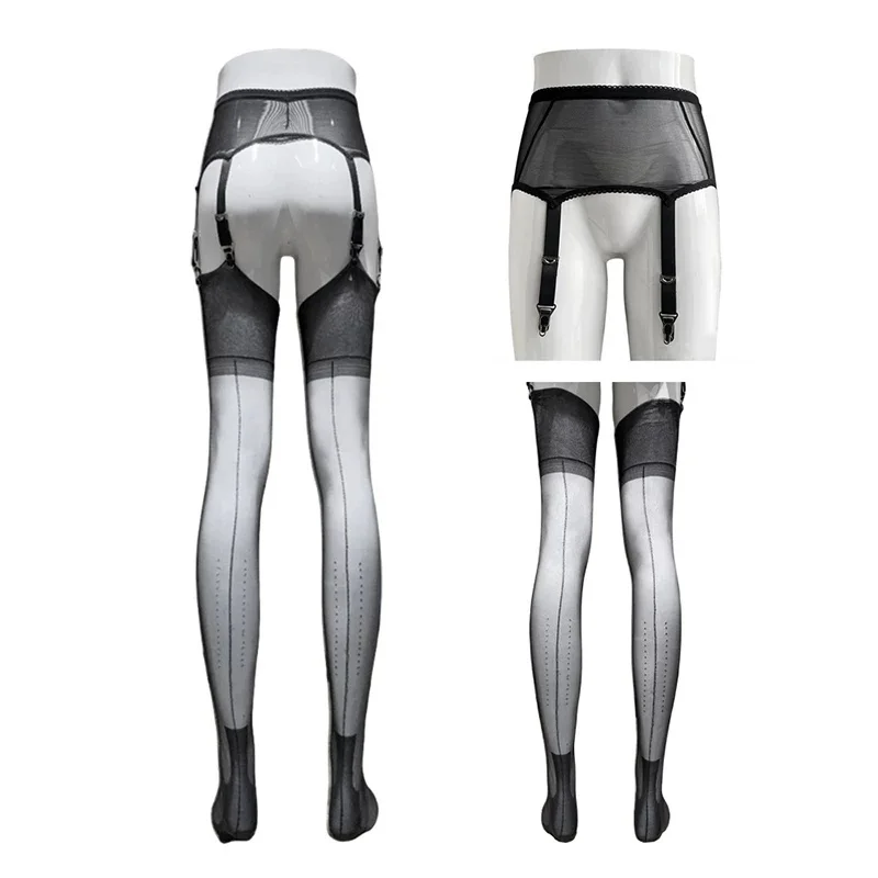 2 Größen 100% Nylon Superlange Strümpfe Damen Fußförmige Oberschenkelhohe Strümpfe mit Rückennaht Nachtclub Sexy Strumpfhalter Strumpfwaren – Detail 6
