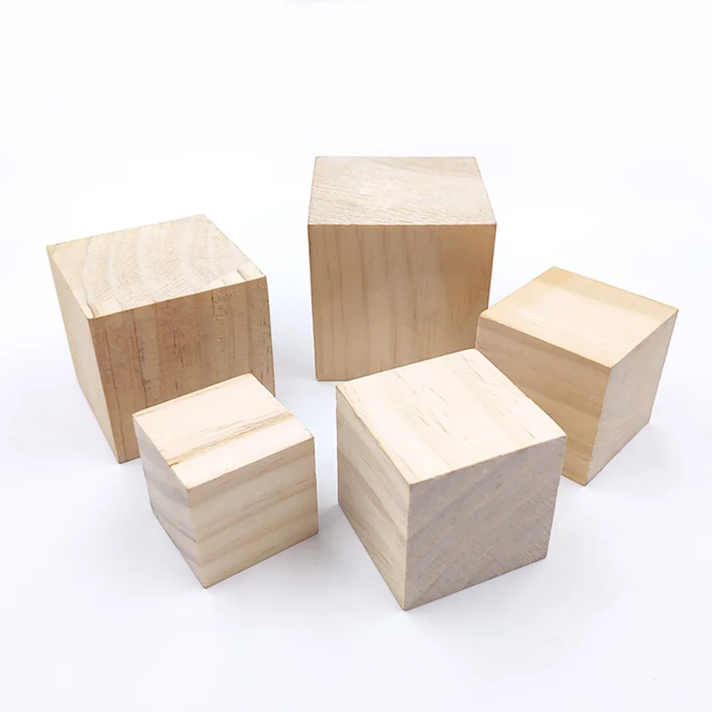 1-100pcs Wooden Square Blocks 0.8/1/1.5/2/2.5/3/3.5/4/5/6/8cm Wood Solid Cube for Woodwork Craft Kids Toy Puzzle Making Material