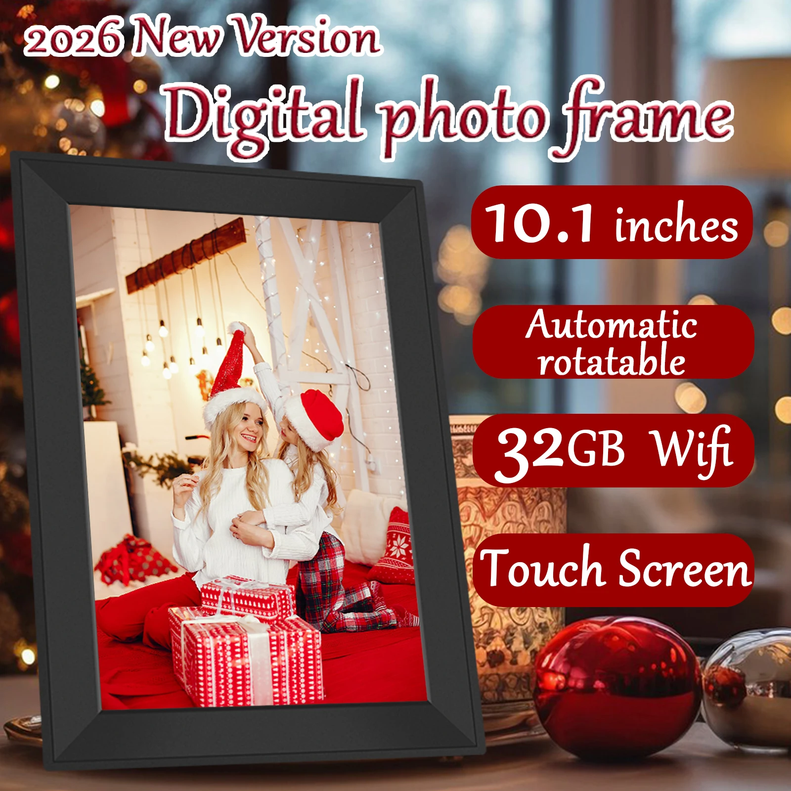 Digital Picture Frame10.1 Inch 32G WiFi Photo Frame 1280x800 Touch-screen Auto Rotation Photo Sharing Via Uhale APP Xmas Gifts ﻿