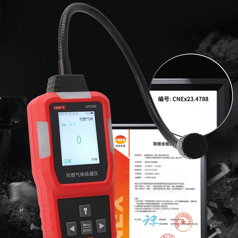 UNI-T UT334L Natural Gas Detector Combustible Gas Leak Detector Locating The Source of Methane Propane Sound & Screen Alarm