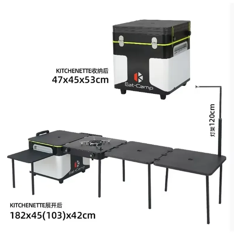 All-in-One Portable Camping Kitchen for Foldable Table with Integrated Stove for Compact Road Trip and Car Camping Equipment