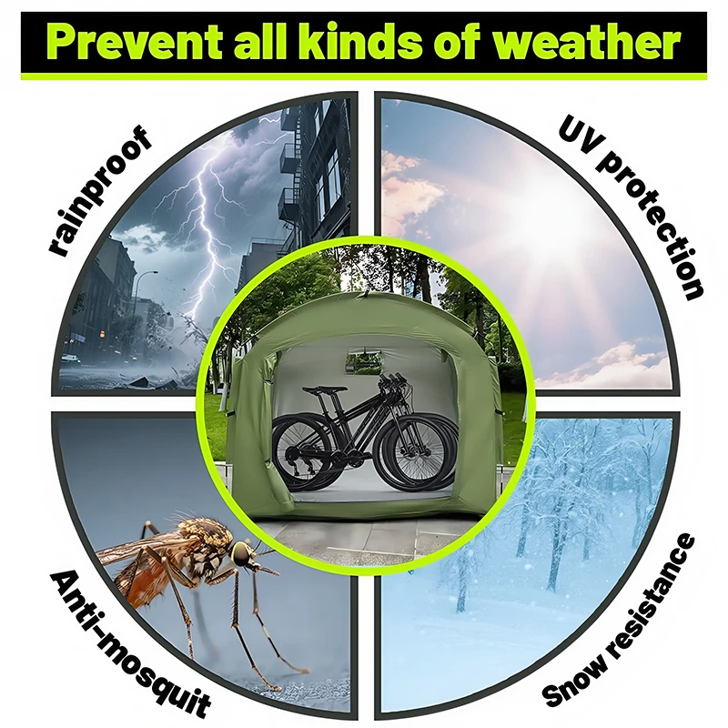 Portable Outdoor Bike Shelter Storage Tent Thickened Oxford Fabric Aluminum Alloy Frame Cycling Gear Protection with Carry Bag - view 5