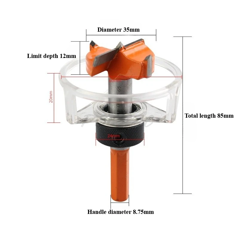 Woodworking Hole Opener with Dust Cover Adjustable Positioning Hinge Wooden Cabinet Door Panel Woodworking Drilling 35mm