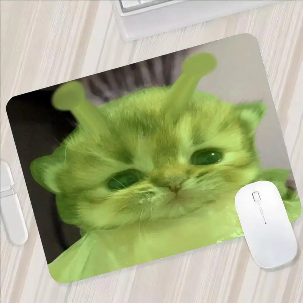 Alien-Katzen-Meme-Mauspad - Ausgefallene Rutschfeste Farbige Kante Tragbare Matte für Laptop, Büro & Gaming Kawaii Katzen-Schreibtischunterlage – Detail 11