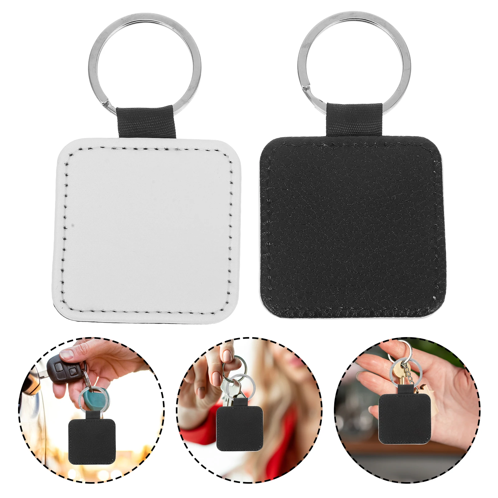 

2pcs Pu Sublimation Keychain Blanks Diy Heart Shaped Double Sided Keychains For Couples Christmas Crafts Ornament Making