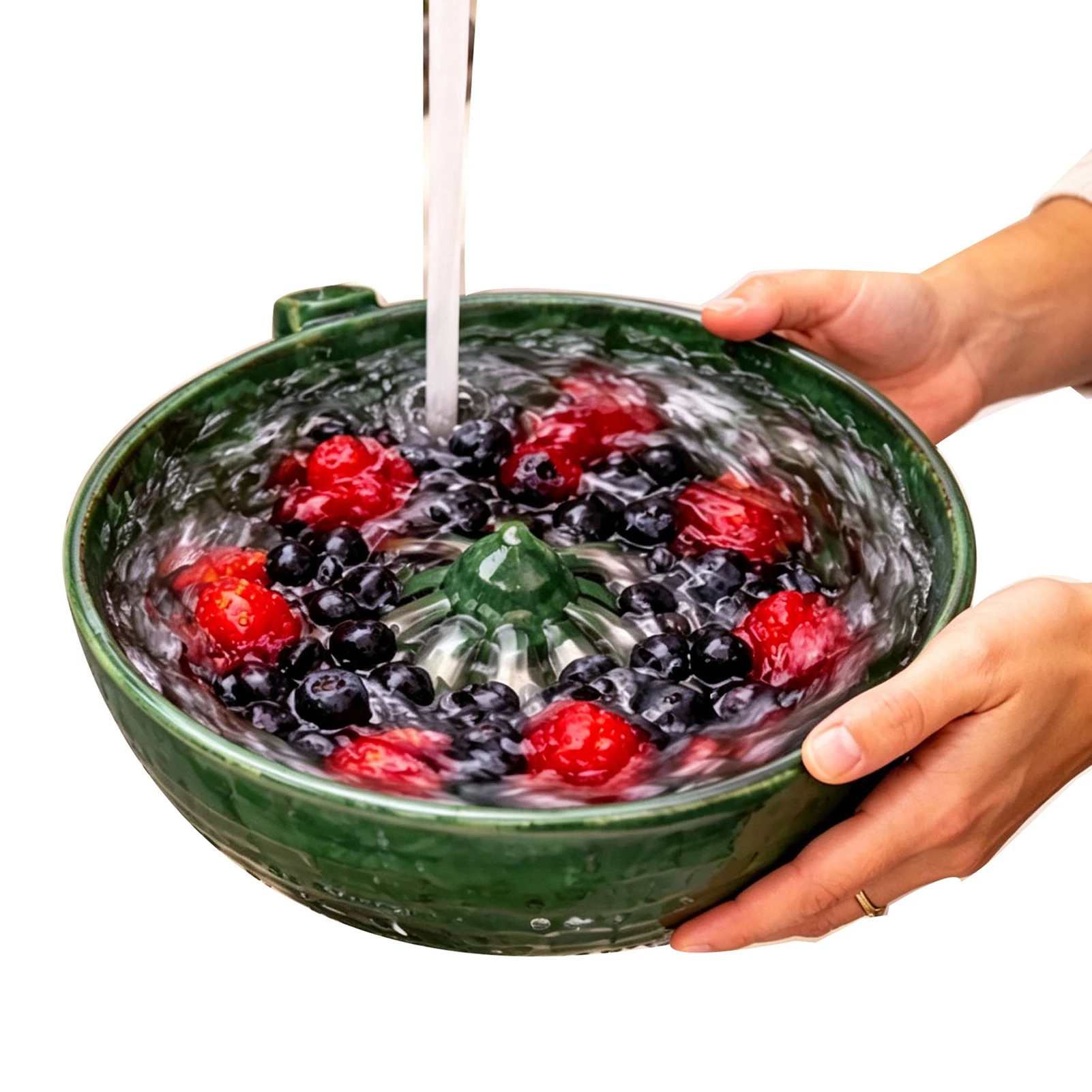 Swirling Berry Washing Bowl Self  Fruit Vegetable Washer with Drain Multipurpose Kitchen Colander for Fruit Lovers