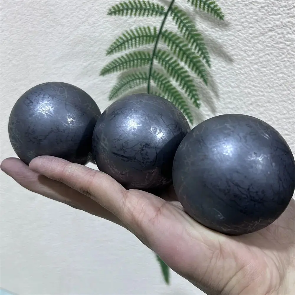 Natural Shungite Sphere Crystal Ball  Reiki Real Stones For Healing FengShui Spiritual Meditation Chakra Home Decoration Gift view 2