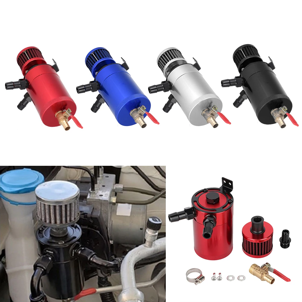 

Universal Oil Catch Can Compact Baffled 2-Port Aluminum Reservoir Oil Catch Tank Fuel Tank Parts Two hole breathable Kettle