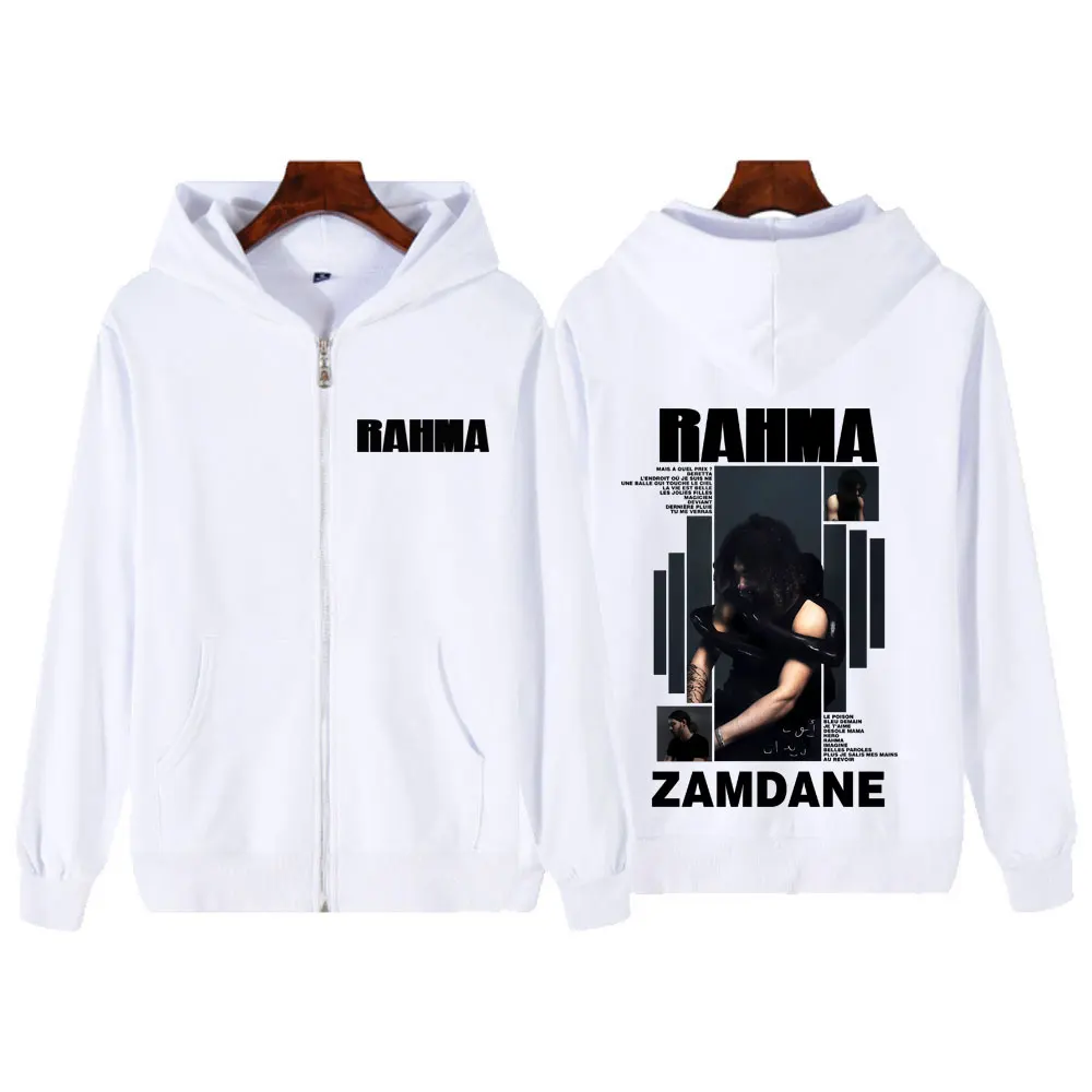 مغني الراب Zamdane RAHMA ألبوم الوجهين طباعة هوديي طويلة الأكمام Vintage جاكيت زيبرا بلايز الرجال النساء موضة زمم البلوز
