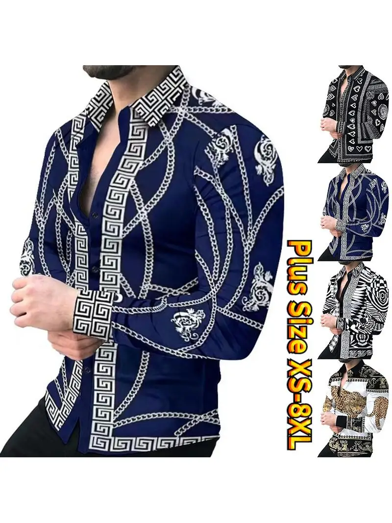 

Casual Lightweight Luxury Pattern Men's irt 2023 Sle Loose Fit Long Sve Autumn Faion Top Quali Chinese Manufacturer