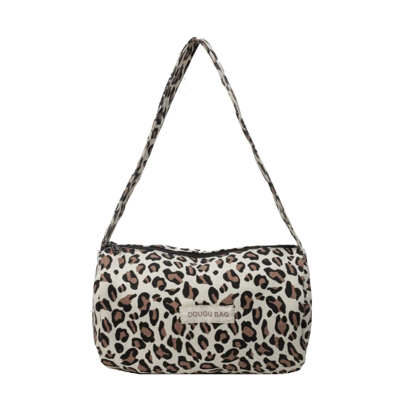 Leopard Print Nylon Barrel Zipper Individuality Shoulder Bag Fashion Handbag 2024 Hot Sale Bags for Women Bolsas Femininas