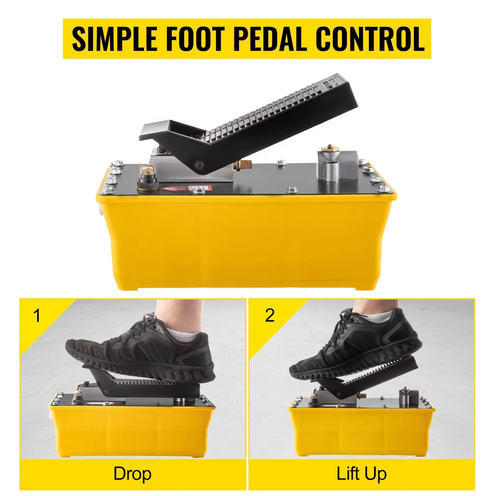 Single-Acting 2.3L Fuel Tank 10000 PSI Air Hydraulic Foot Pump 200cm Oil Pipe Spray For Auto Repair Rigging Hydraulic Tools