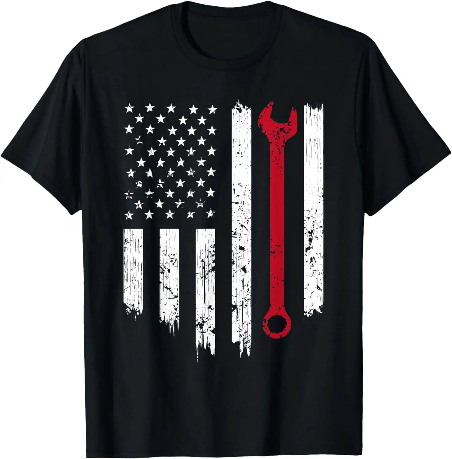 

Funny Vintage Mechanic Distressed American Flag Gift For Men T-Shirt
